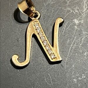 Gold Initial 'N' Pendant Necklace